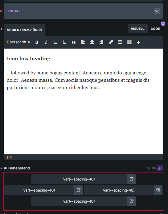 Icon Inhalt stylen